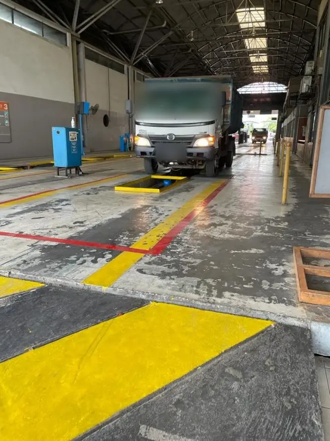 Lorry in a PUSPAKOM inspection lane